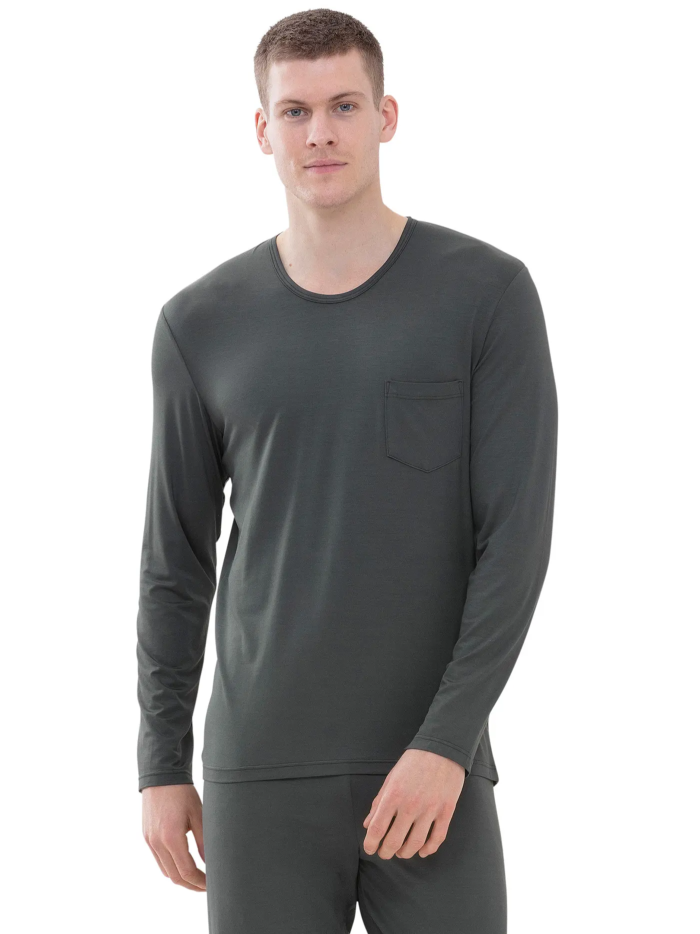 MEY | Pyjama Langarmshirt | grau